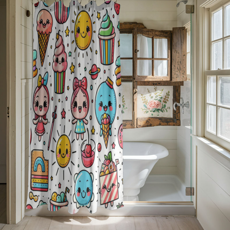 Bold Pop Patterns - 1 Piece Standard Shower Curtain, 74"H x 71"W