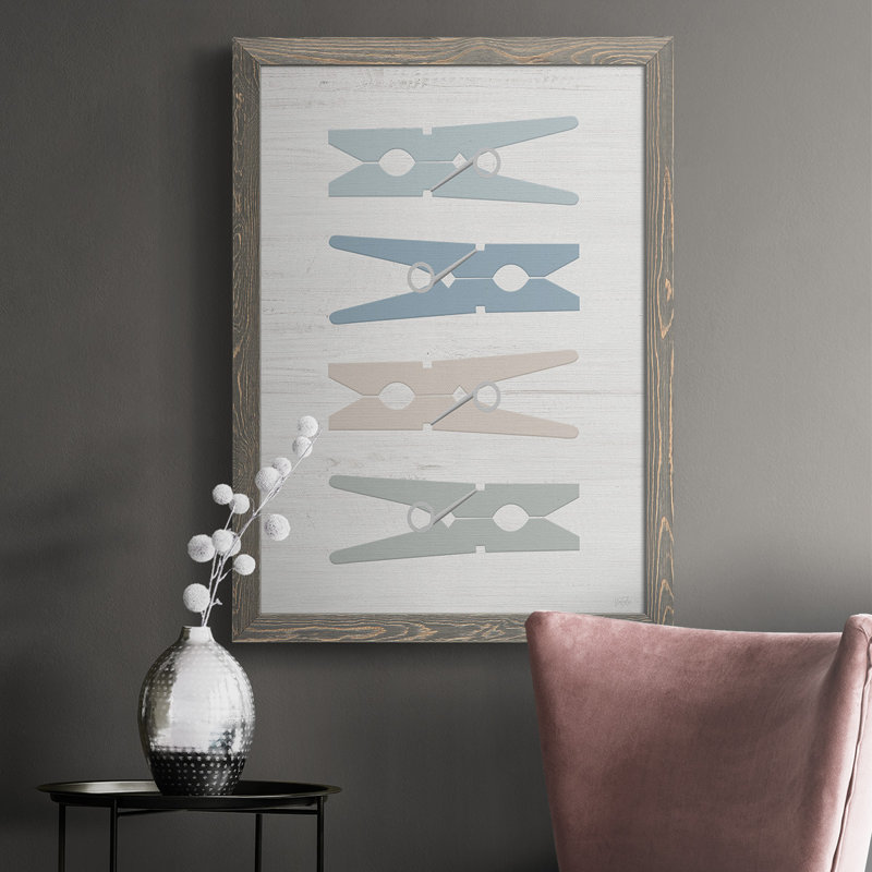 «Dilver Laundry Pins», reproduction d'art sur toile, H 37,5 po x l 27,5 po x P 1 po, gris