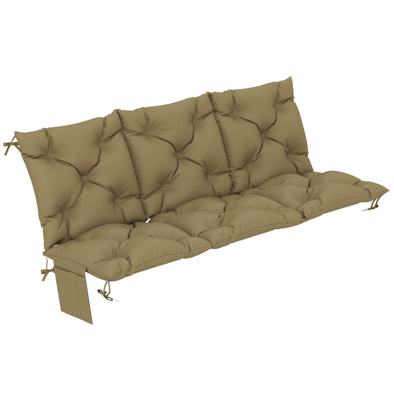 Coussin de banc pour mobilier d'extérieur, 3 places de remplacement, coussin de banc extérieur capitonné, antidérapant avec poche latérale, beige