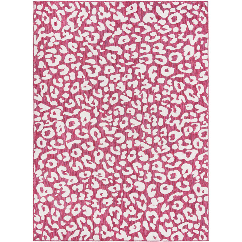 Magenta/Ivory Indoor/Outdoor Rug, Rectangle 7'10" x 11'