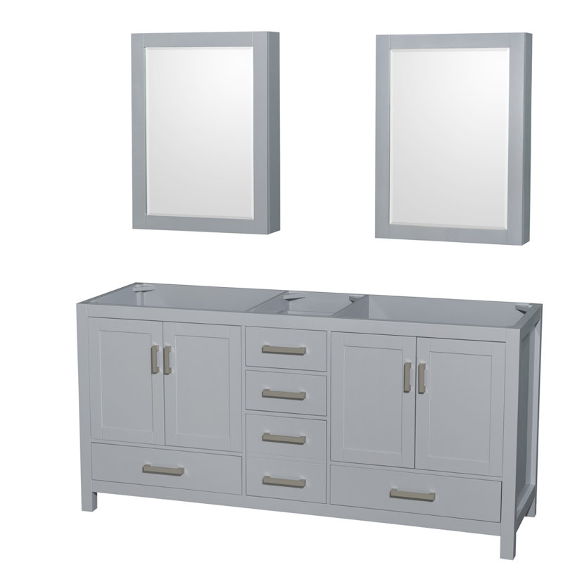Sheffield 71" Double Bathroom Vanity Base Only, Gray
