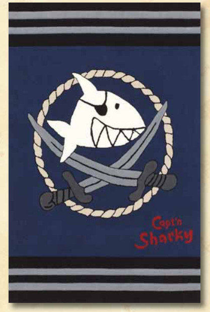 Capt'n Sharky Striped Area Rug, 150 x 200cm