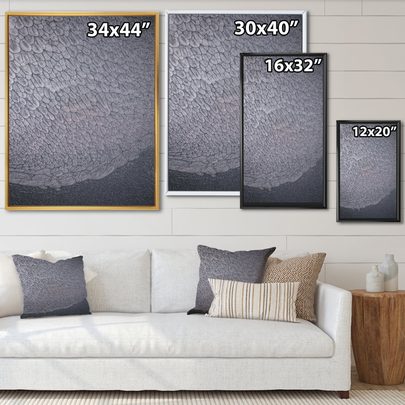 Reproduction d'art sur toile moderne de luxe monochrome gris fluo, H 24 po x l 36 po x P 1 po, Cadre flottant brun