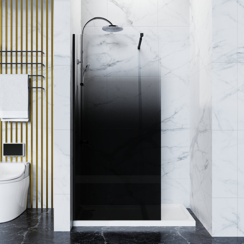 Écran de douche fixe l 31,5 "x H 72", verre trempé noir dégradé, noir