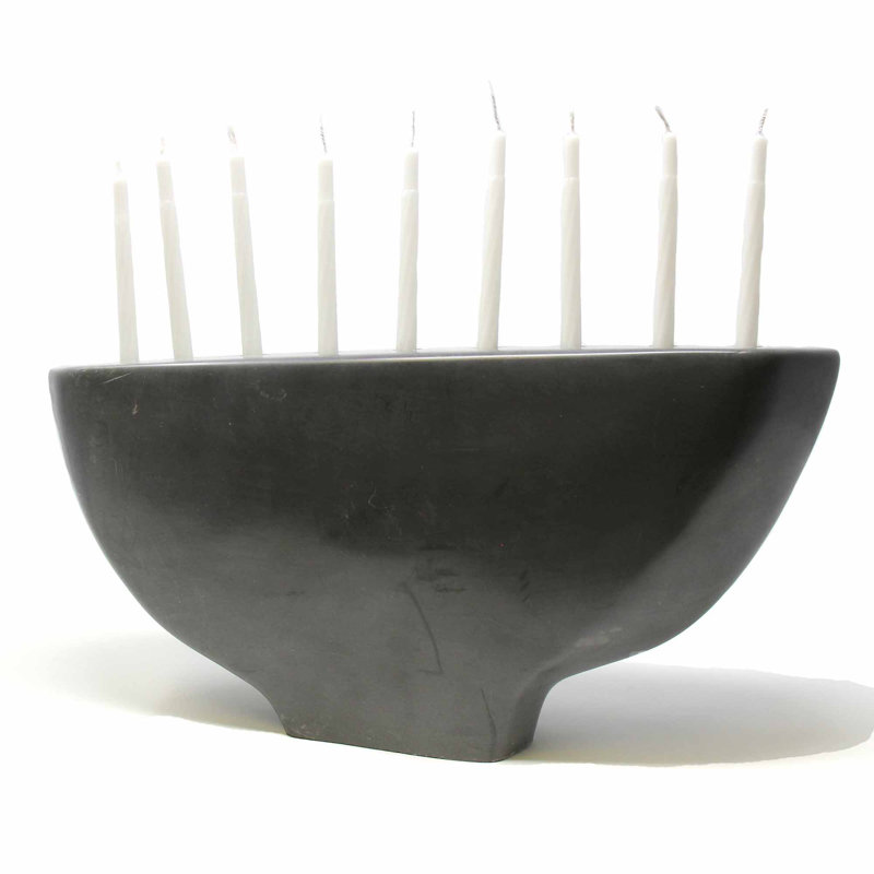 Menora sculptée à la main, Noir