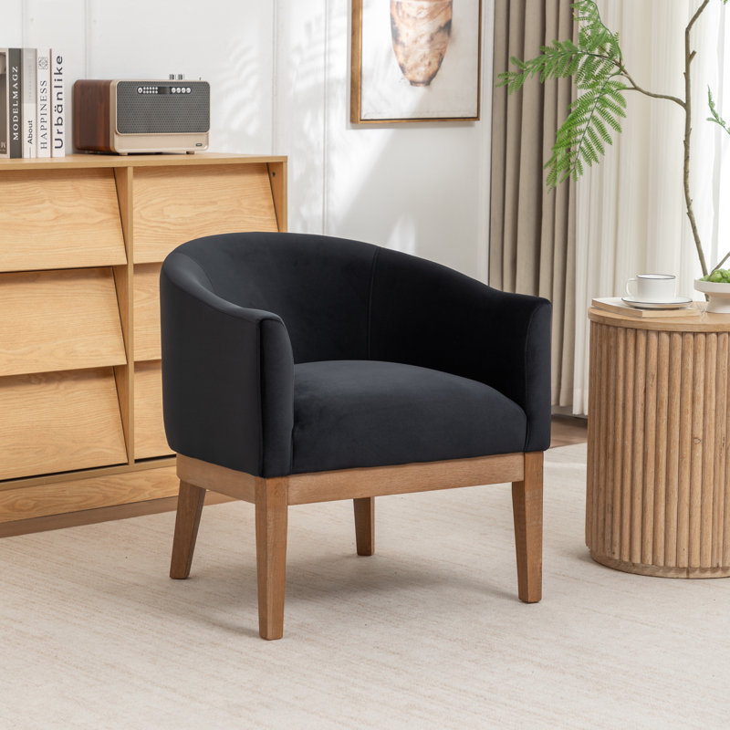 Fauteuil avec pieds en bois massif, Black