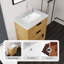 Meuble-lavabo autoportant de 24 po avec lavabo, tiroir à fermeture en douceur, comptoir et dosseret en marbre de culture blanc de 2 po Carrara, contreplaqué, chêne-1349720363-1349720366