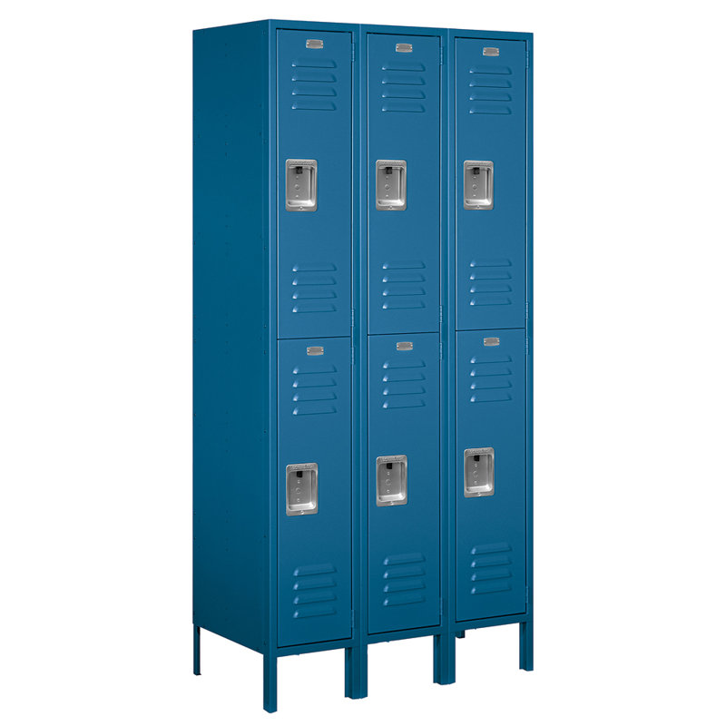 Casier 2 niveaux et 3 rangées, H 78 po x l 36 po x P 15 po, bleu, Non assemblés
