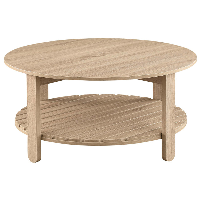Table basse ronde à 1 tablette en bois d'ingénierie