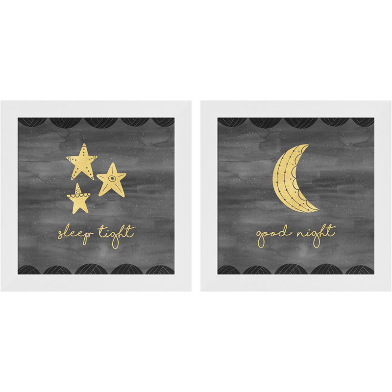 «Good Night Sleep Tight» par Noonday Design, art encadré (ensemble de 2)