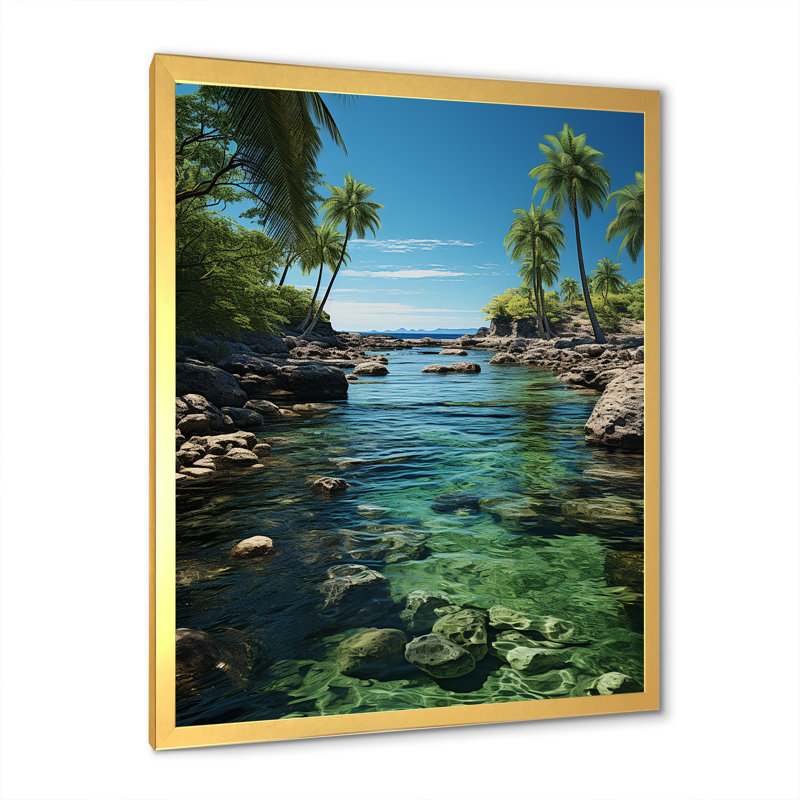 Cuba, paradis vert sur toile, H 44 po x l 34 po x P 1,5 po, Cadre simple blanc