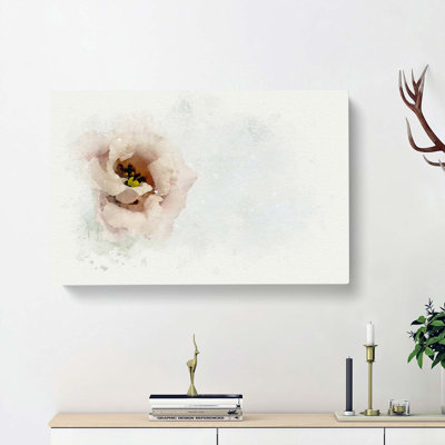 Dusty Pink Flower in a Vase in Abstract - Wrapped Canvas