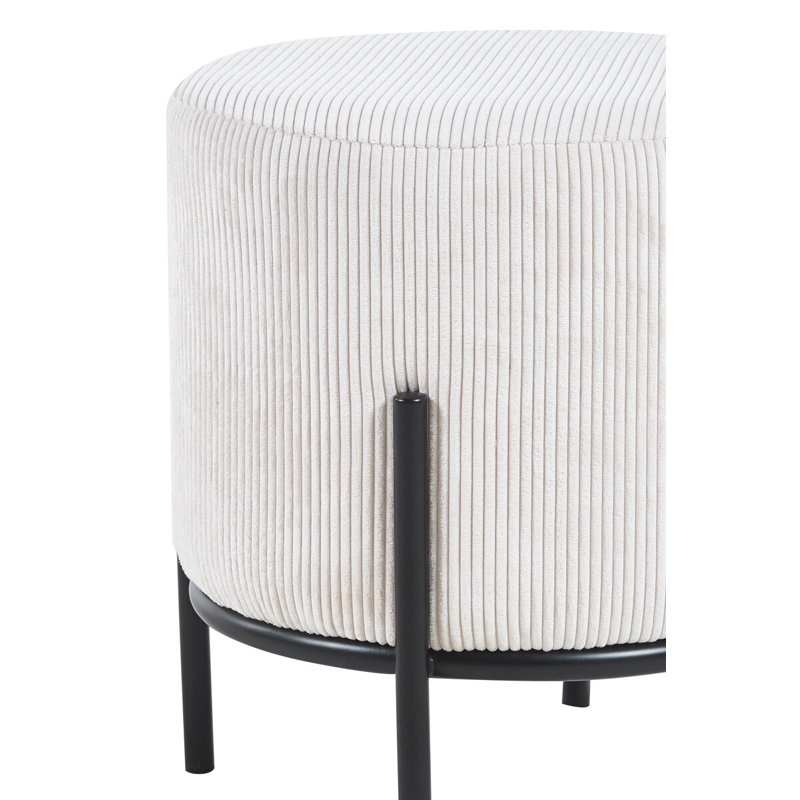 Tympanick 35cm Wide Round Solid Colour Footstool Ottoman, Black, Beige