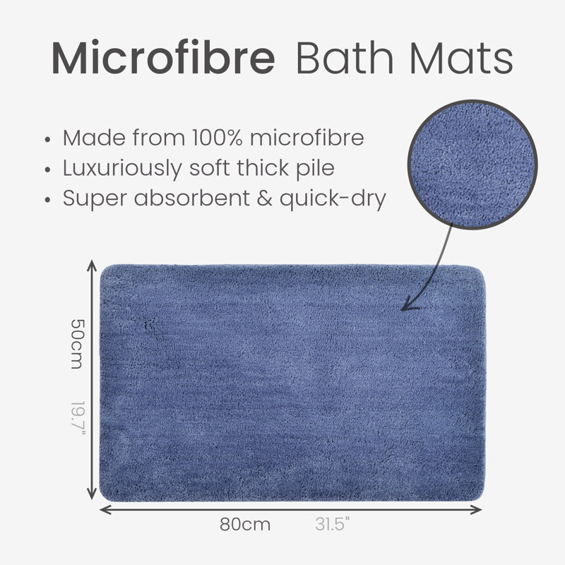 Jordan Microfibre Non Slip Bath Mat, Mid Blue