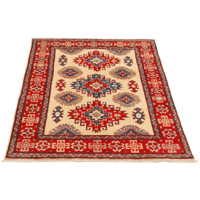 Tapis unique en laine noué à la main 4 pi x 5 pi 7 po nouvel âge Montesha