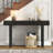 Narrow Console Table with Rattan Accent, Wood Finish Entryway Table with Storage Drawers, Stylish Rustic Sofa Table for Living Room and Hallway -1965577707