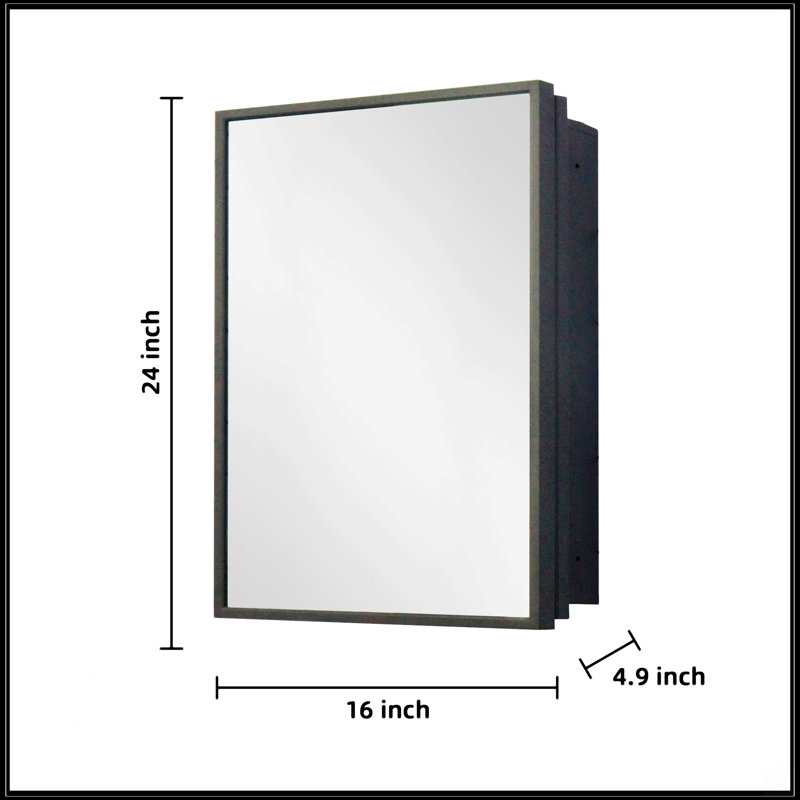 Armoire à pharmacie 16 x 24 pouces à fixation murale ou encastrée pour salle de bain ou salon encastré