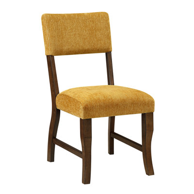 Ady Dining Side Chair Set Of 2, Yellow Chenille Seat And Back