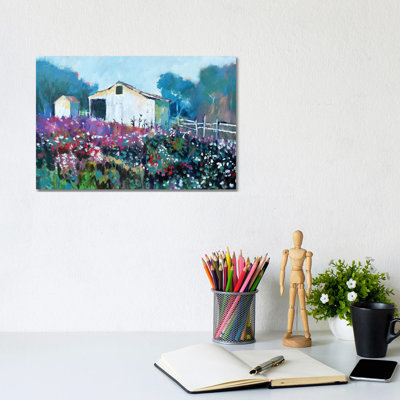 White Barn And Flowers II by Kip Decker - Wrapped Canvas Print