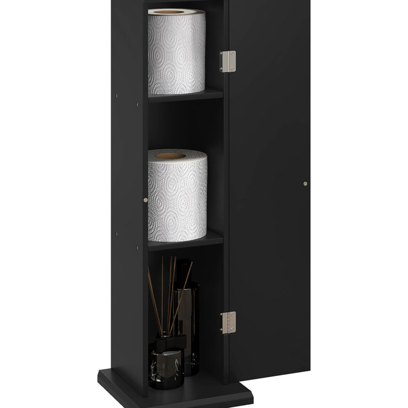 Bathroom Storage Unit, Black Small Floor Cabinet With Doors For Toilet Paper, Modern Country Glamour Console , Paper And Shelves, Allurement