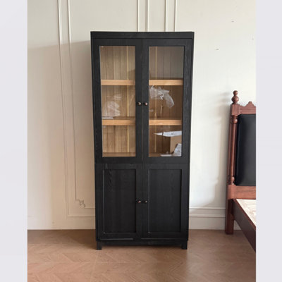 74.5'' Tall Display Cabinet With Glass Doors, Modern Style China Cabinet, Curio Cabinet For Collectibles Figures Trophies, For Hallways Living Room, Kitchen, Home, Studio Or Workspace