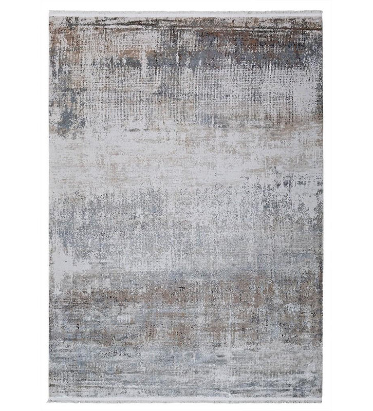 Lexus Grey Abstract Machine Made Viscose Area Rug, Rectangle 5'3" x 7'7"