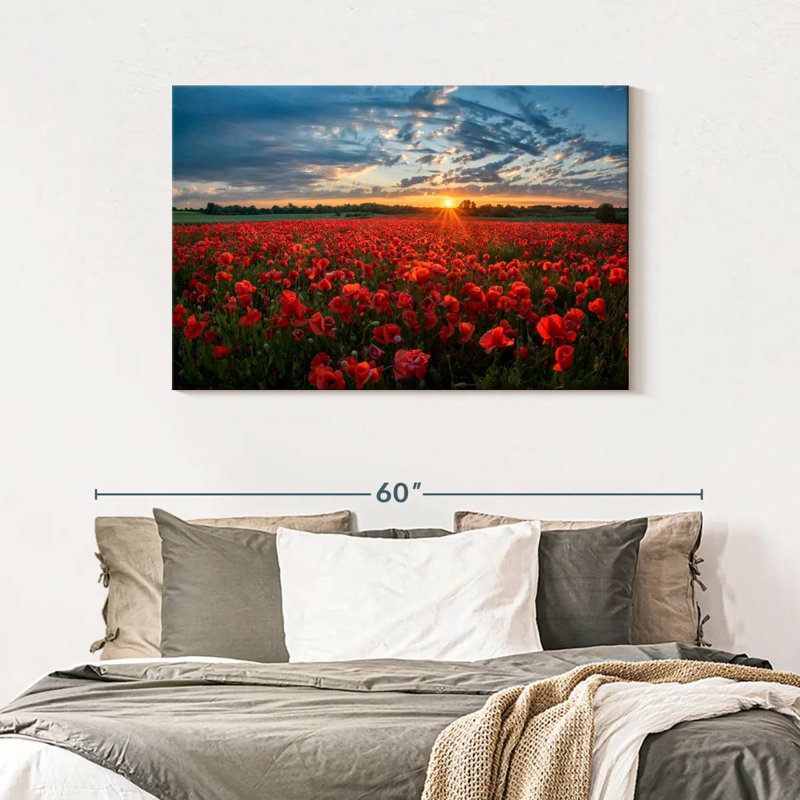 Lever de soleil sur le coquelicot rouge, H 30 po x l 45 po