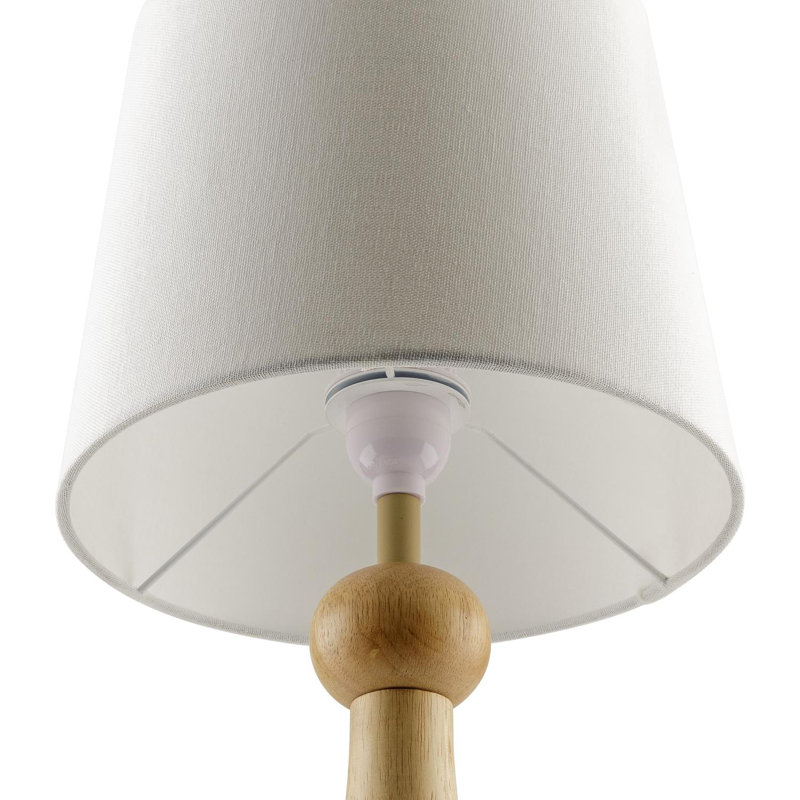 Lampe de table en bois massif Reyer, Beige