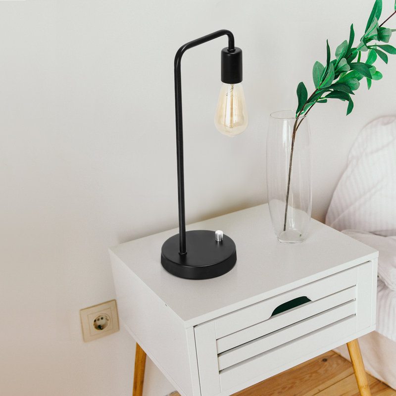 Lampe de chevet noire avec interrupteur rotatif pour table de chevet