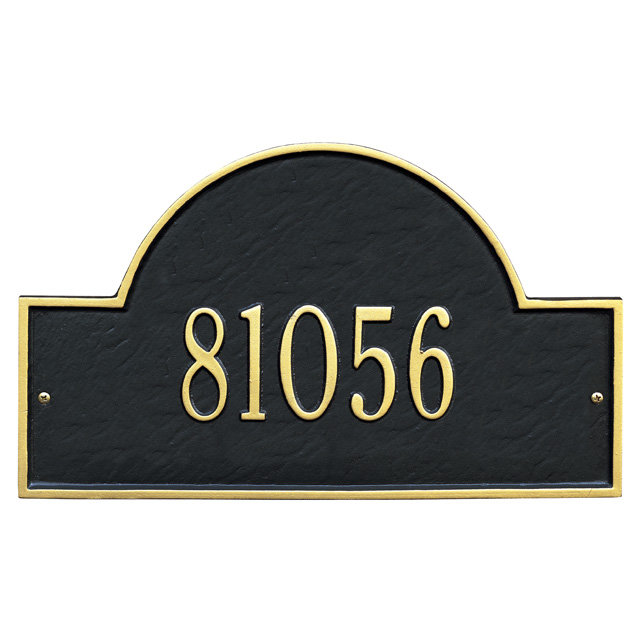 Plaque d'adresse murale 1 ligne, Noir et or
