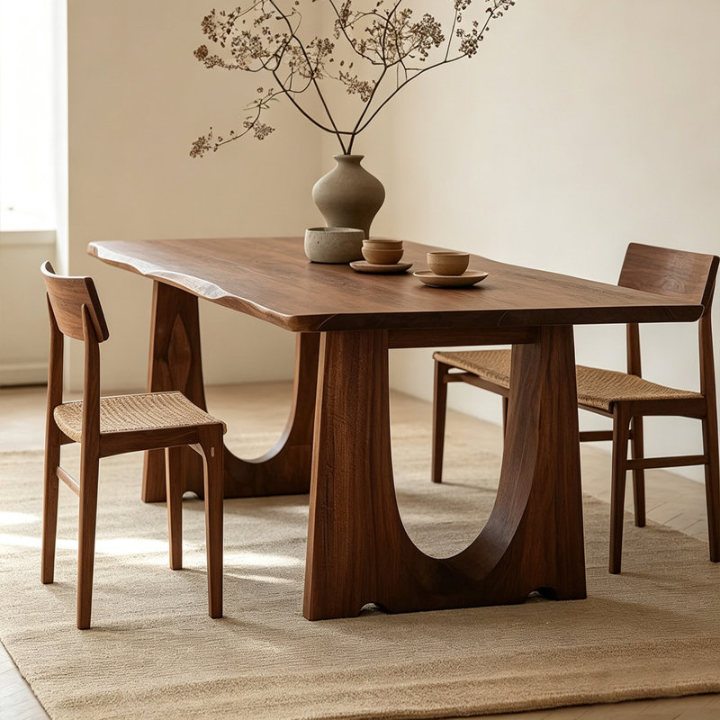 Table de salle à manger rectangulaire en bois manufacturé brun, H 29,53 po x L 55,12 po x l 27,56 po