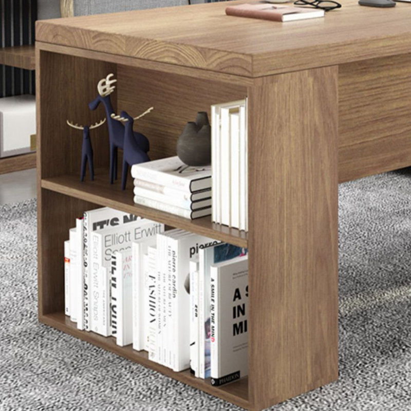 Bureau de direction en bois massif avec tiroirs Burlywood, H 29,53 po x l 70,87 po x P 27,56 po, Retour à droite
