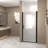Pivot Shower Door, Matte Black Aluminum Frame, Half Frame ,1/4"(6Mm) Tempered Glass Explosion Proof Film-121060179