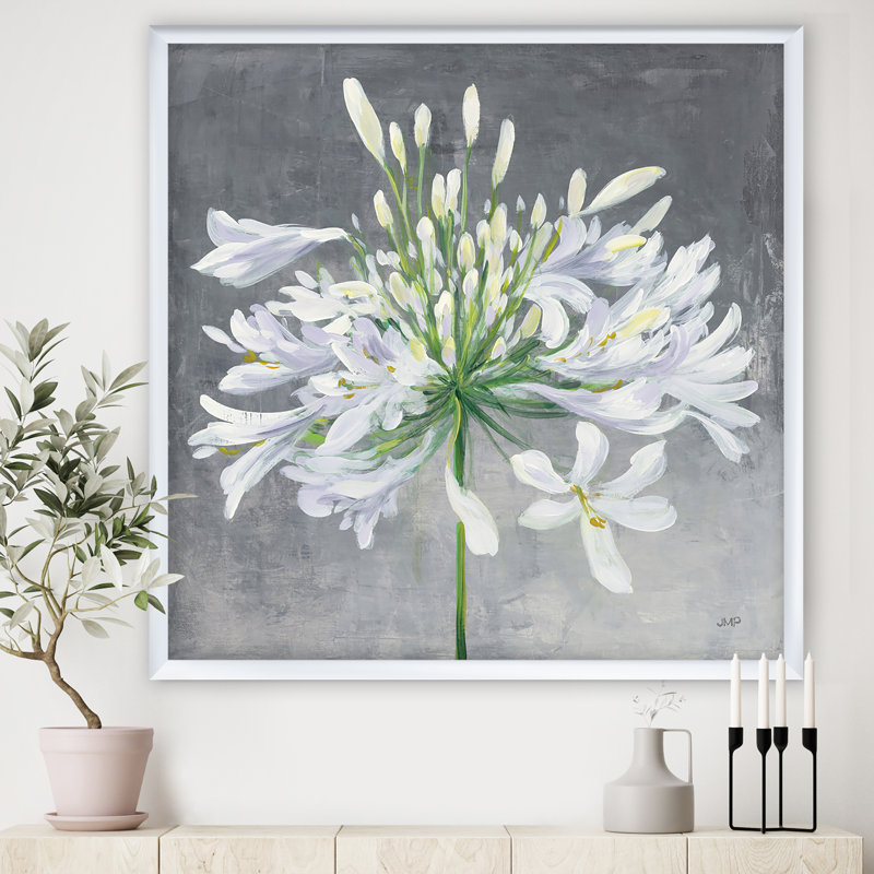 «Flower Cleome Splash I», reproduction d'art sur toile, Cadre blanc, H 30 po x l 30 po x P 1 po