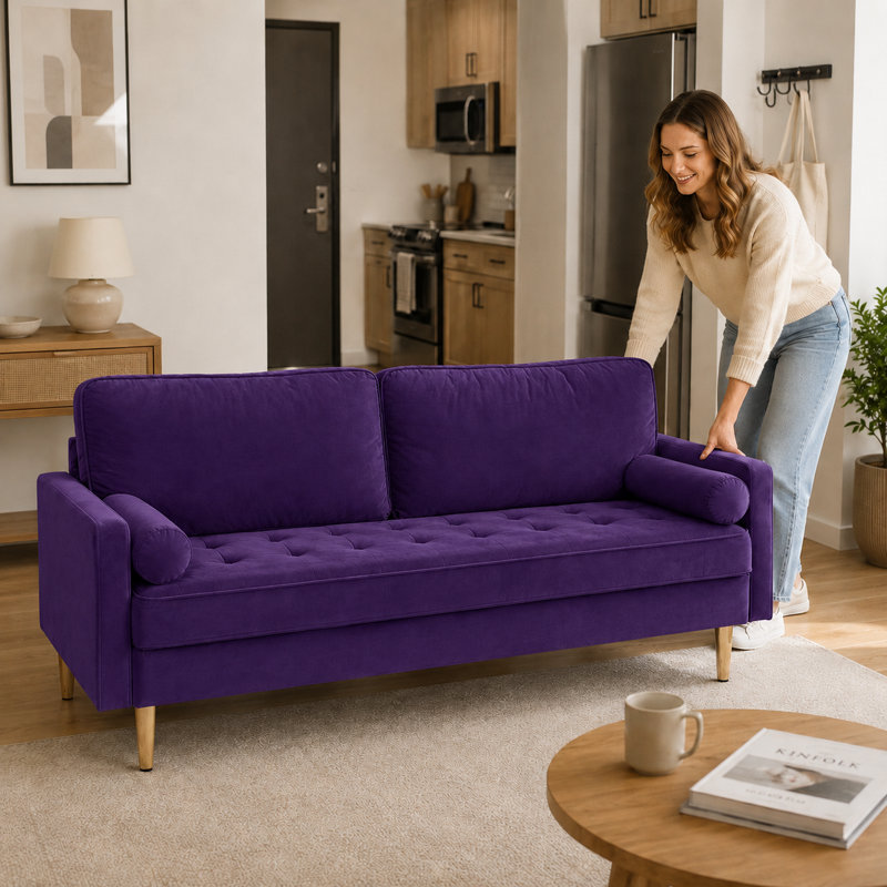 Moniet 66.9'' Velvet Loveseat, Purple