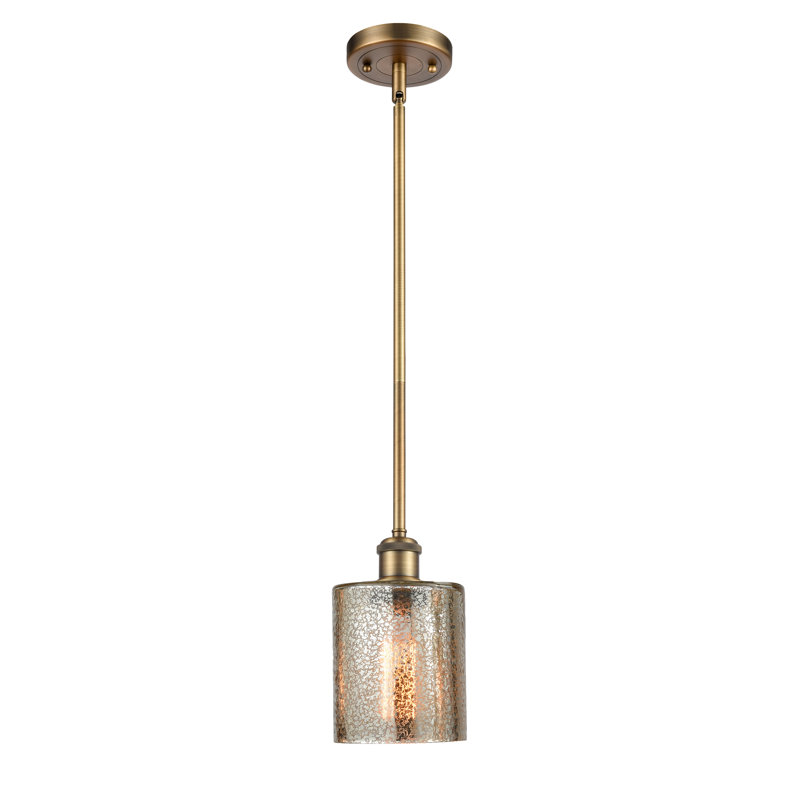 Luminaire suspendu cylindrique 1 lumière Leilani, Mercure, Ampoule non incluse, Laiton brossé