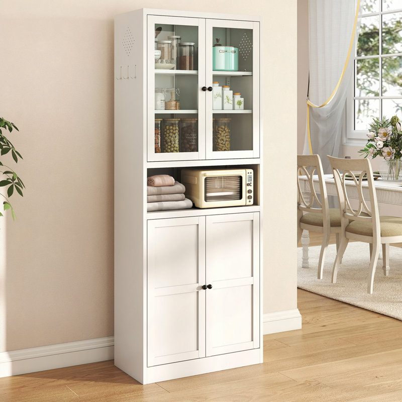 Armoire de cuisine en métal - 72 po de hauteur avec tablettes réglables (blanc), structure en acier inoxydable robuste, armoire autoportante pour cuisine / garde-manger / salle de bain