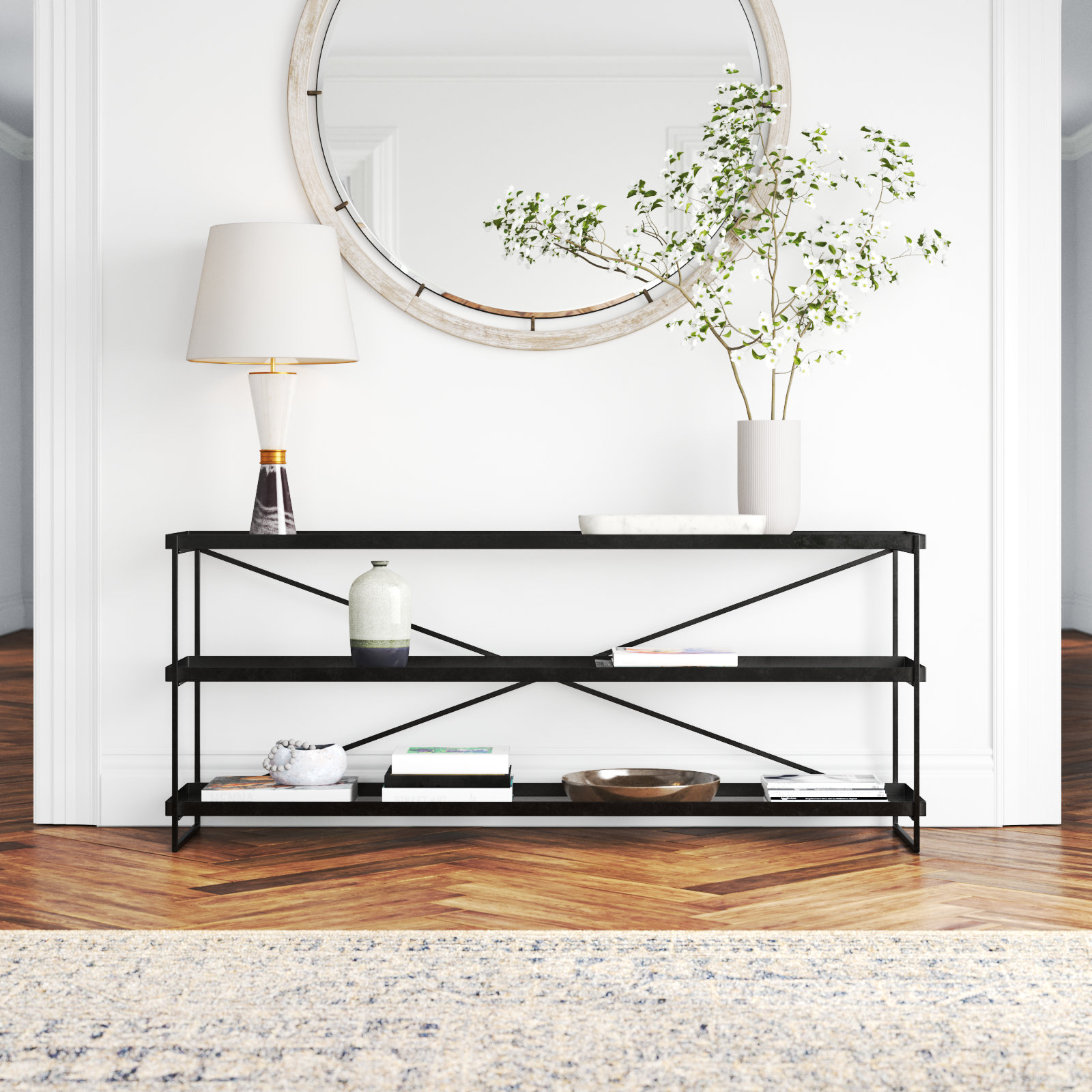 Lupita 16'' Console Table, 72 x 16 x 30, Black