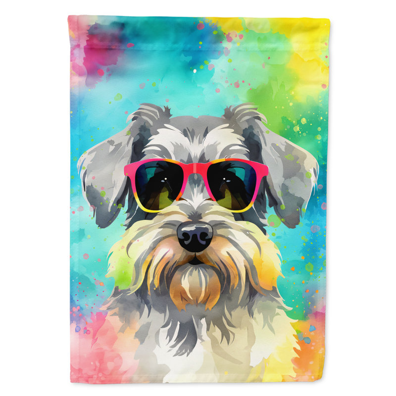 Drapeau de jardin Hippie Dawg, Teal Schnauzer