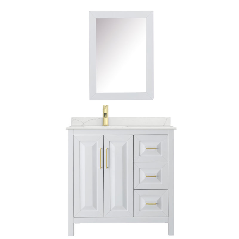 Daria 36'' W Vanity, White, Brushed Gold, Giotto Quartz