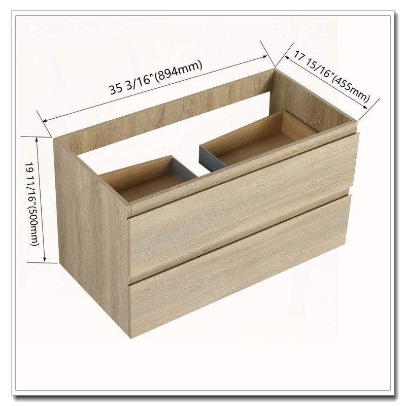 Meuble-lavabo mural sans lavabo, Light Oak
