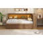 Lit de jour en bois pleine grandeur avec rangement, USB, DEL et 2 tiroirs, parfait pour une vie moderne et efficace-738386967