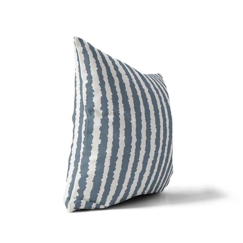 Coussin Long Gen, Rayures bleues, H 26 po x l 26 po