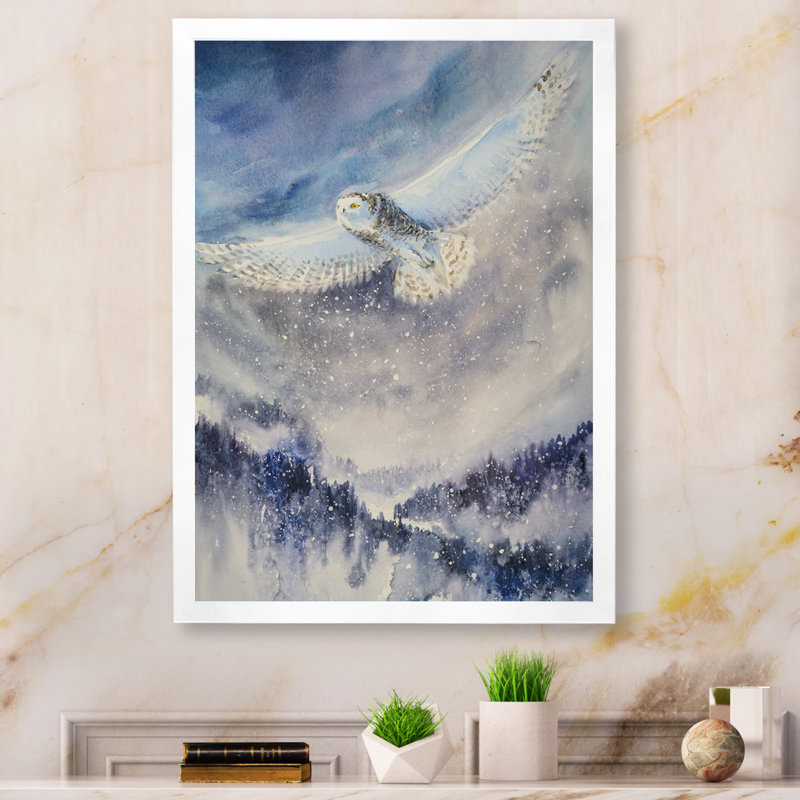 Harfang des neiges - œuvre d'art sur toile pour enfants, H 40 po x l 30 po x P 1,5 po, Cadre photo blanc