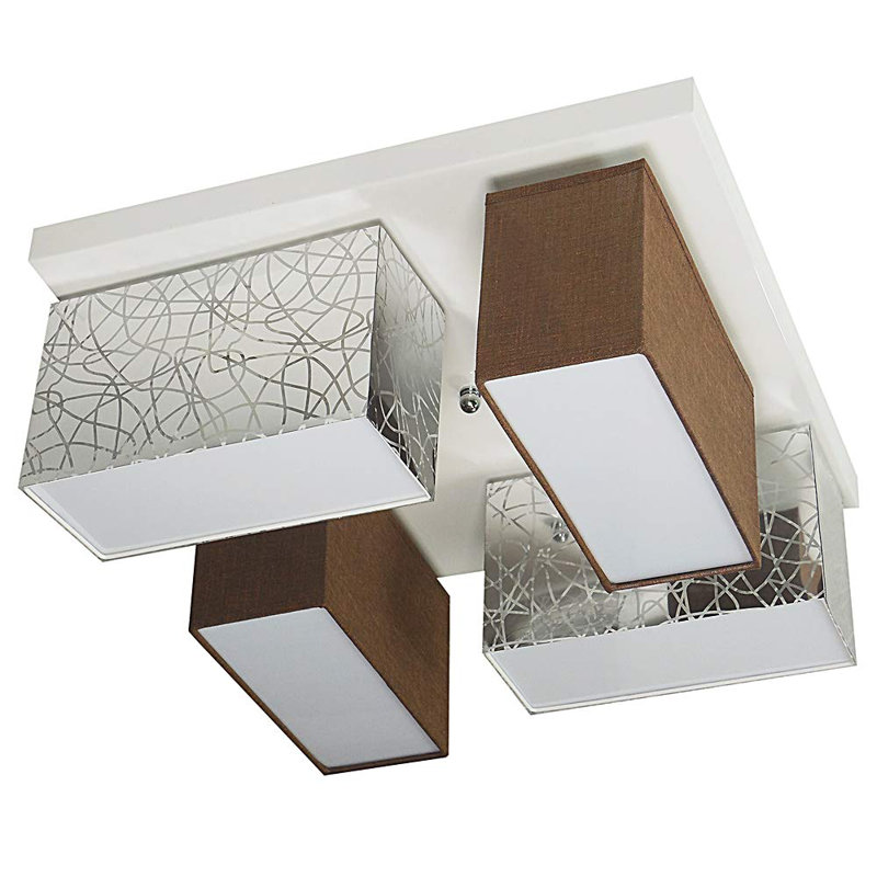 Pasko Fabric Semi Flush Mount, Silver/Brown