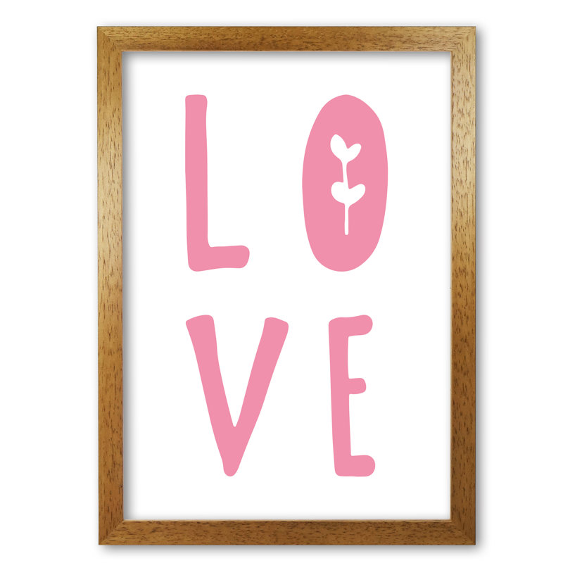 Love - Print, 85 cm H x 60 cm W x 5 cm D, Honey Oak Frame