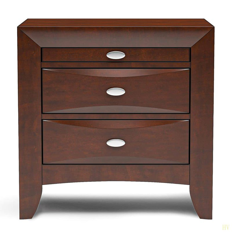 Table de chevet simple en bois massif 1Pc, Brun