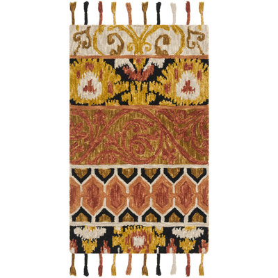 Niederanven Hand Hooked Wool Ikat Rug