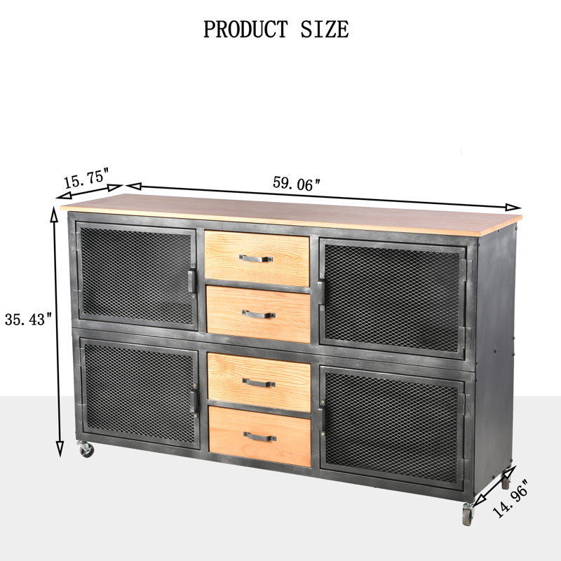 Kerchner Accent Cabinet, Silver/Light Brown
