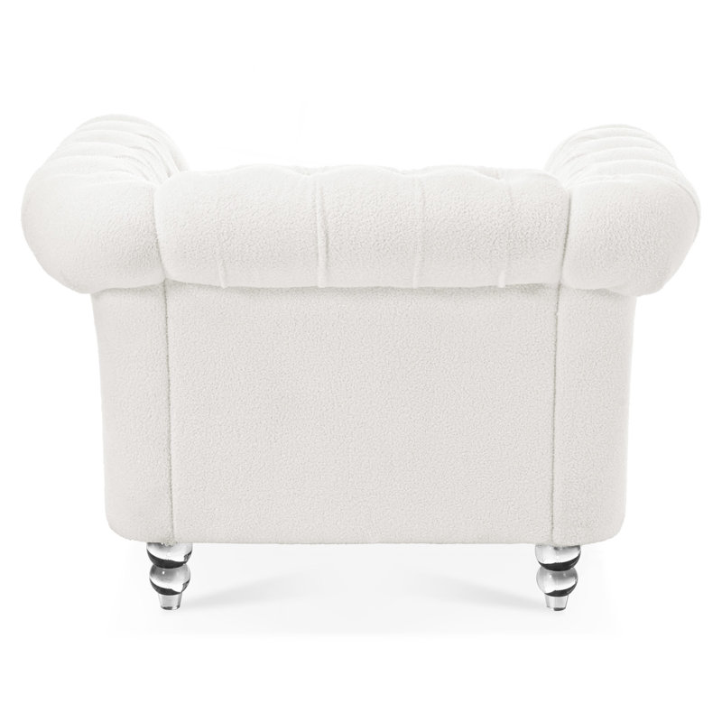 Sofa 1 place pour salon, Polyester blanc, Clear